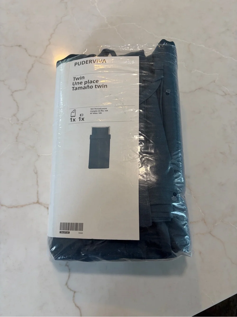 IKEA PUDERVIVA Twin Duvet Cover Set - Dark Teal Blue